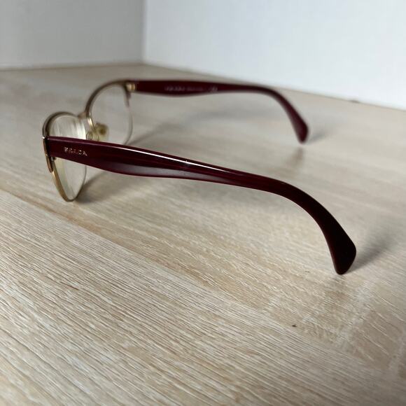 Prada VPR65R UAN-1O1 Eyeglasses Red Gold Frames Made in Italy 53-16-140 - Picture 8 of 10